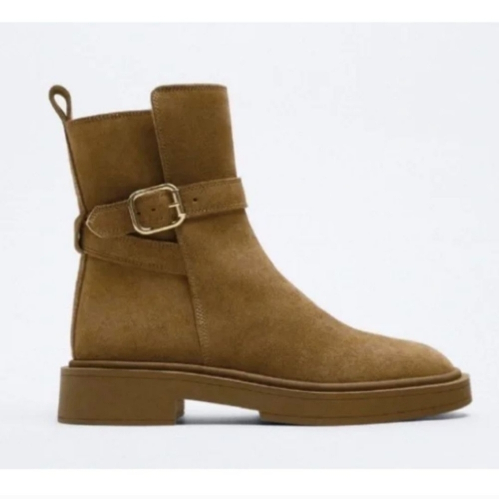 Zara Tan/Brown Suede Sherpa Lined Boots NWT, size 8